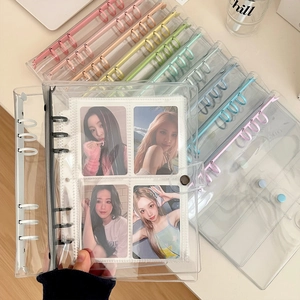 Transparent PVC Ring Binder Cover Loose Leaf Notebook Shell For DIY Journal Photo Card Storage Multi Color Rings Stationery