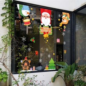 Christmas window stickers featuring Santa Claus, reindeer and snowman for glass decor