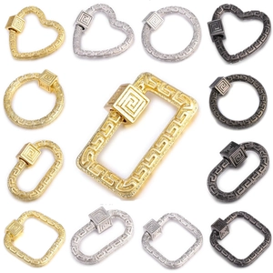 Luxurious gold and silver metal buckles with Greek meander patterns for bags and jewelry