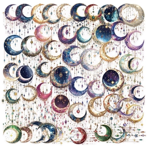 Dreamy Starry Galaxy Moon PET Waterproof Stickers Jewelry Pendant Style Decorative Decals For Journal Scrapbooking Laptop