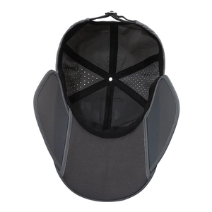 Dark grey outdoor sport cap with breathable mesh lining and retractable sun protection brim