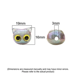 Iridized acrylic cat charm beads 19x16mm with 3mm hole for DIY jewelry making