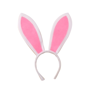 Cute white and pink plush bunny ear headband for kids' Easter and cosplay parties
