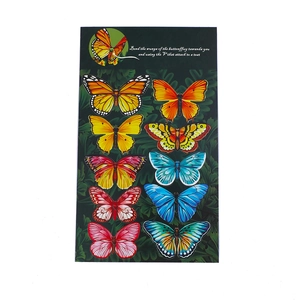 Detailed set of ten colorful 3D butterfly stickers for creative floral cards