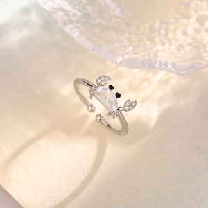 Macro detail of crab ring with sparkling crystals and large central stone