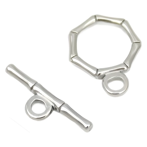 Fermoir à bascule en acier inoxydable argenté poli style bambou pour bijoux