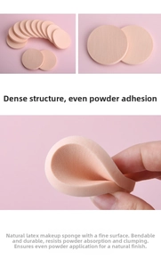 Detail of round latex makeup sponges showing soft texture and flexible material for foundation