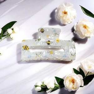 Pinza Per Capelli Ape Fiori Acrilico Rettangolare Svuotata Artiglio Per Capelli Dolce Stile Francese Per Donne Ragazze