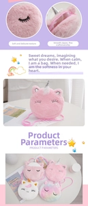 Detail of plush unicorn bag showing soft colorful faux fur texture and sturdy zipper