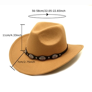 Khaki wool felt cowboy hat with silver metallic studs and black leather band