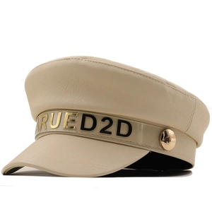 Cappello Newsboy Da Donna In Pelle PU Stile Britannico Retrò Berretto Piatto Con Decorazione Lettere In Metallo Moda