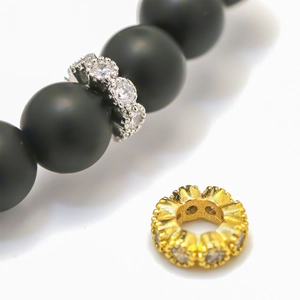 18k gold plated copper zircon spacers and black matte beads for DIY jewelry making