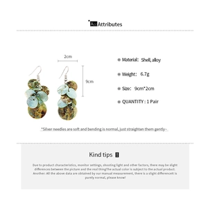 Detailed specs of boho shell drop earrings featuring turquoise and brown textures