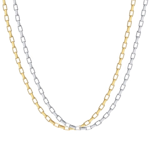 Minimalist square box chain necklaces in gold and silver finish for women stacking