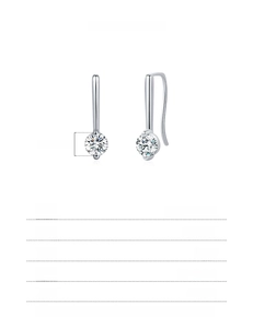 Makroaufnahme von S925 Silber-Ohrhaken mit 5mm Moissanit-Stein und Maßangaben im Detail