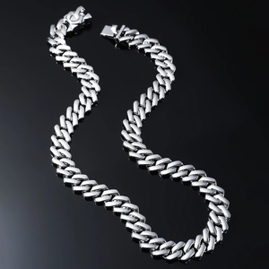 Chunky silver Cuban link chain necklace with high-polish metallic finish for men