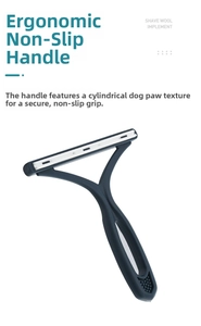 Detail showing the ergonomic anti-slip handle and durable metal blade of the wool shaver