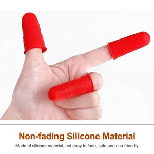 Protective red silicone finger cots with anti-slip texture for safety and heat resistance