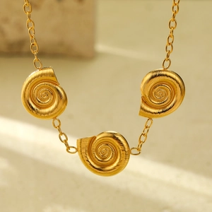 18K Gold Plated Stainless Steel Snail Shell Spiral Pendant Necklace Minimalist Ins Style Personalized Fashion Jewelry For Women