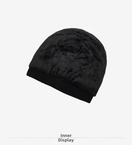 Detail display of the thick black faux fur lining and knit edge for winter warmth