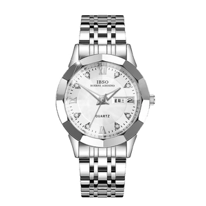 Montre classique en acier inoxydable pour femmes avec affichage jour-date et chiffres romains