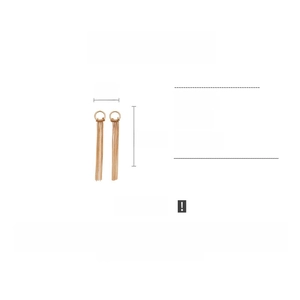 Detailed specs of long gold tassel earrings in copper with dimensions and weight info