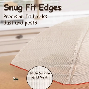 Foldable food cover with fine mesh screen for dining table dust and fly protection