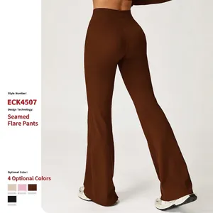 Pantaloni da Yoga a Zampa a Vita Alta da Donna in Poliammide Elastane Leggings Sportivi Slim Fit per Palestra Fitness Corsa