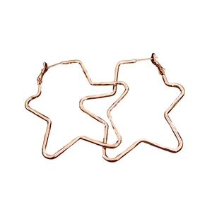 Minimalist rose gold star hoop earrings for women with sleek geometric cutout design