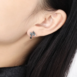 Vintage S925 sterling silver cross crown hoop earrings in a gothic punk style for women