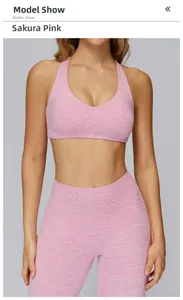 Detail view of the brushed fabric texture on cherry blossom pink yoga set