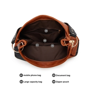Internal structure of the large tote bag showing phone pocket and zipper compartments