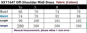 Detailed size chart for the strappy poplin midi dress with specific measurements