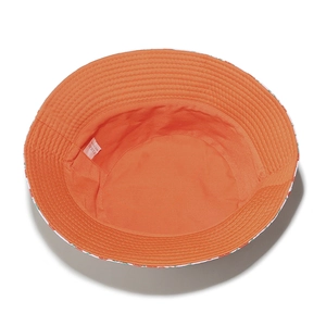 Chapeau bob réversible orange avec imprimé agrumes et texture en toile de coton
