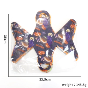 Flat lay of a Halloween pumpkin tote bag with dimensions 36x33.5cm and 145.5g weight