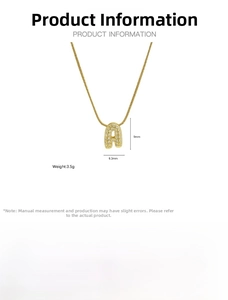 Detailed size specifications for the 18k gold initial A pendant with snake chain