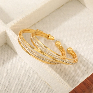 Chic 18K gold plated multi-layer hoop earrings with shimmering cubic zirconia accents