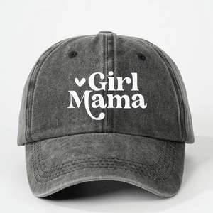 Baseball Cap Washed Cotton Adjustable Sun Protection Outdoor Vintage Girl Mama Letter Print For Women