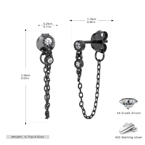 Spécifications de taille détaillées des boucles d'oreilles en argent 925 avec zircone