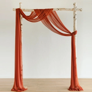 Elegant rust red chiffon arch draping fabric for outdoor wedding ceremony decoration