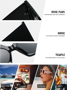 Detailansicht der Nasenpads, Scharniere und breiten Bügel dieser Sonnenbrille