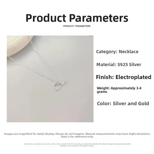 Detailed product parameters of S925 sterling silver bear and heart pendant necklace