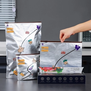 Silver Ion Aluminum Foil Food Preservation Bag Slider Zipper Freezer Storage Bag Antibacterial Reusable Sealing Pouch