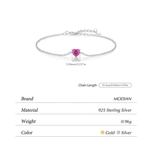 S925 Sterling Silver bracelet featuring a heart-shaped pink zircon with adjustable chain
