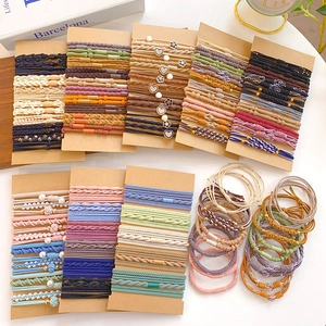 Elastic ponytail hair tie set with pearls and pendants in various Morandi colors