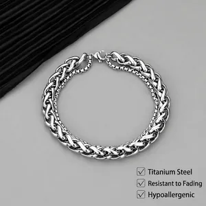 Double Layer Titanium Steel Keel Bracelet For Men Women Minimalist Industrial Style Stainless Steel Hand Chain Jewelry