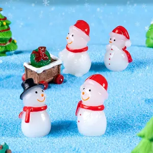 Luminous Christmas snowman miniatures set for DIY micro landscape desktop decoration