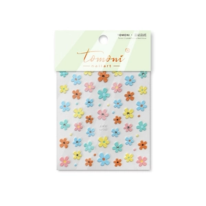 3D embossed floral nail stickers with macaron petals and sparkling crystals