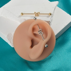 Poliertes Edelstahl Industrial Barbell mit hohlem Schmetterling und Kugelverschlüssen