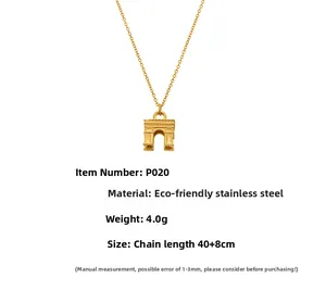 Macro detail of gold PVD plated stainless steel necklace with 40+8cm chain length specs